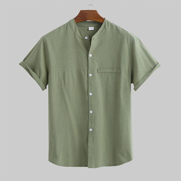 Men's Short-sleeved Stand Collar Shirt