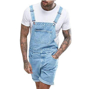 Men's Denim Bib Overall Shorts