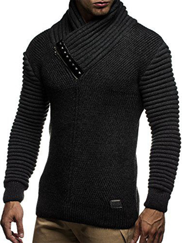 MenS Fashion Plian Slim Stand Collar Sweater