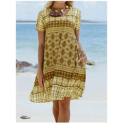 Neocozy Cotton-Blend Short Sleeve Printed Dresses