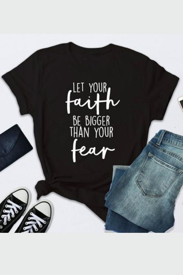 Neocozy Womens Let Your Faith Be Bigger Than Your Fear T-shirt