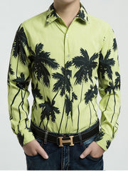 Fashion Mens Casual Long-Sleeved Floral Shirt