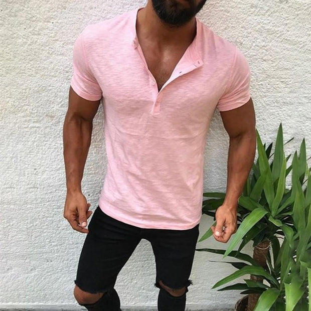 Men's Casual Slim Short-sleeved V-neck T-shirt