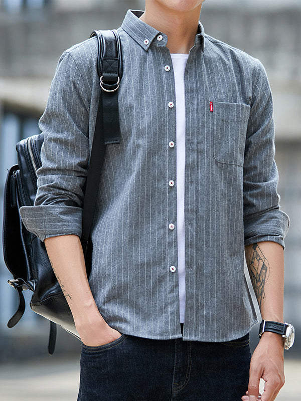 Striped Slim Casual Long Sleeve Shirt