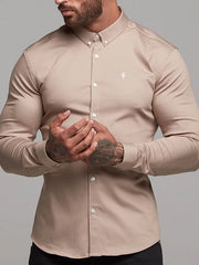 Mens Casual Muscle MenS Plain Lapel  Shirt