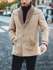 Mens Retro Casual Lapel Woolen Coat