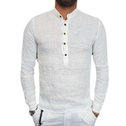 Men's Summer Long-sleeved Stand Collar Shirt