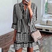 Printed Ruffled Shirt Mini Dress