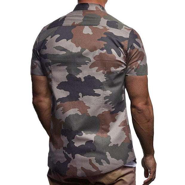 Men's Camouflage Lapel Short-sleeved Shirt