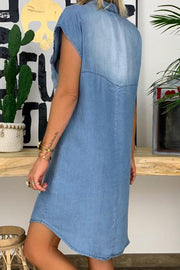 Women Denim Washed Sleeveless Dress