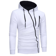 Mens new plain casual slim hooded cardigan sweater