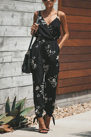 Ladies New Fashion Sexy Printed Halter V-neck Sling Jumpsuit