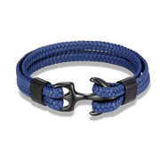 Men's Titanium Steel Cowhide Braided Anchor Bracelet