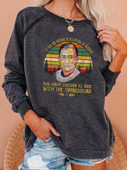 Women Portrait Print Crew Neck Sweatshirt