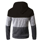 Mens new plain casual hooded cardigan color block sweater