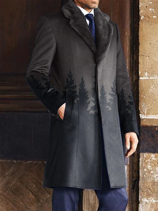 Mens Color Block Mid-Length  Coat