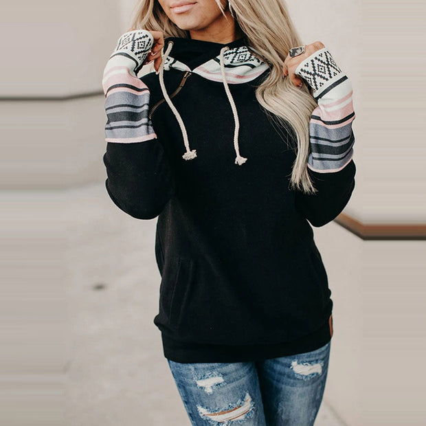 Colorblock Hooded Street Pullover Sweatshirt