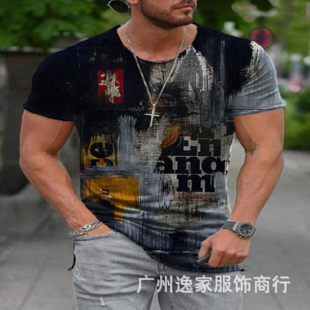 MenS Fashion Retro Casual Printed T-Shirt