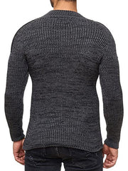 Men's Fashion Casual Buttoned Mixed Color Slim Sweater