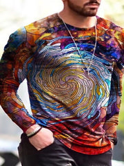 Mens Casual Long Sleeve Printed T-Shirt