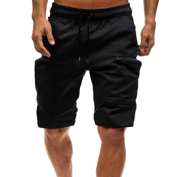 Chicbluf Men's Casual Big Pocket Elastic Belt Tied Casual Shorts