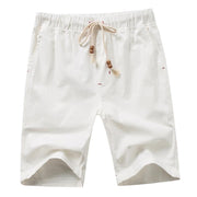 Summer Mens Solid Color Cotton Linen Shorts