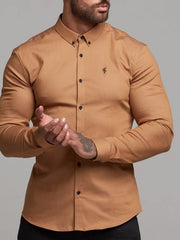 Mens Casual Muscle MenS Plain Lapel  Shirt