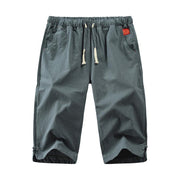 Mens Plain Casual Cotton And Linen Cropped Trousers