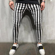 Casual Sweatpants Black White Printed Trousers