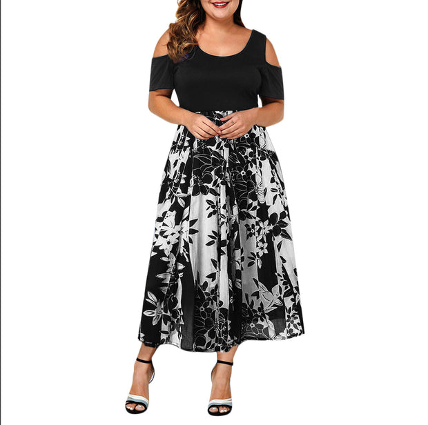 Plus Size Patchwork Print Fashion Maxi Dress