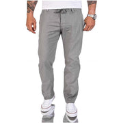 Men's Casual Plain Linen Cotton Trousers