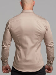 Mens Casual Muscle MenS Plain Lapel  Shirt