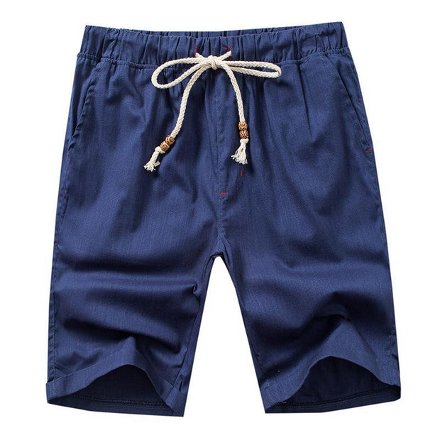 Summer Mens Solid Color Cotton Linen Shorts