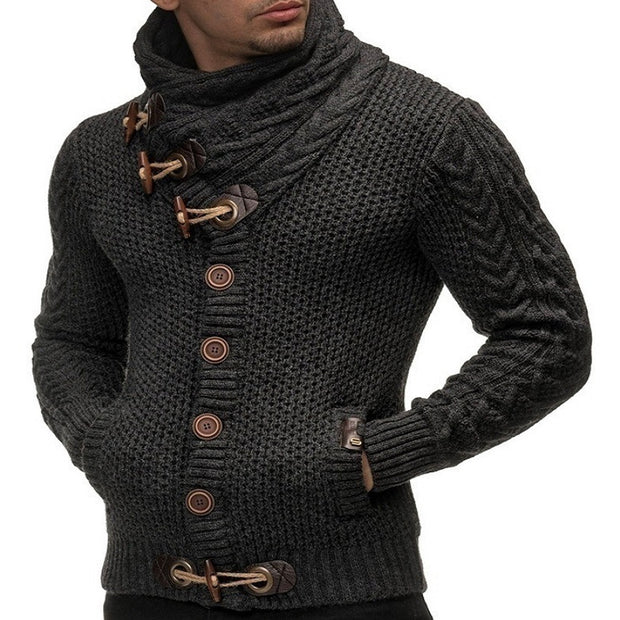 Men Casual Horn Button Warm Sweater