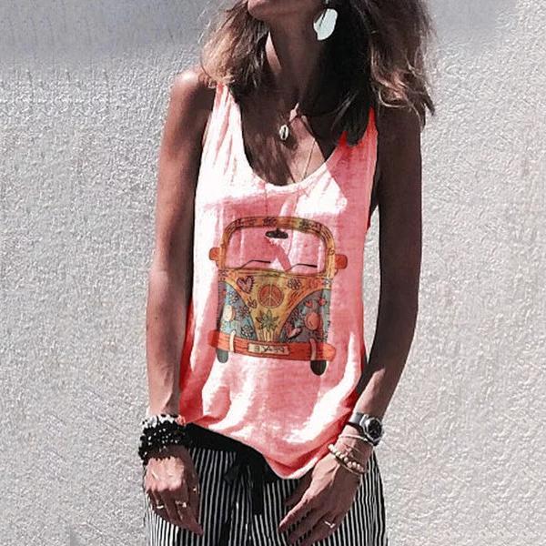 Women's Sexy Bus Printed Classic Style Vest