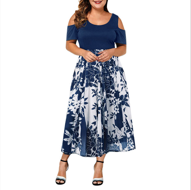 Plus Size Patchwork Print Fashion Maxi Dress