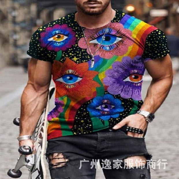 MenS Fashion Retro Casual Printed T-Shirt