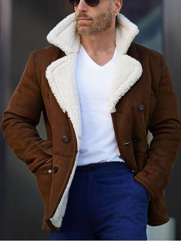 Mens Fashion Lapel Retro Furry Jacket