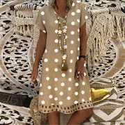 Knee Length Polka Dot Cut Out Flowy Dresses