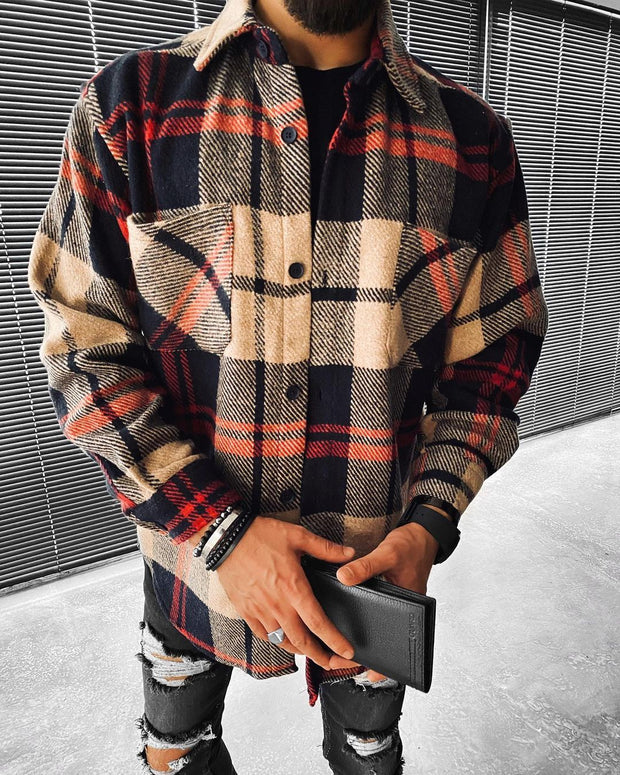 Street fashion plaid texture casual jacket