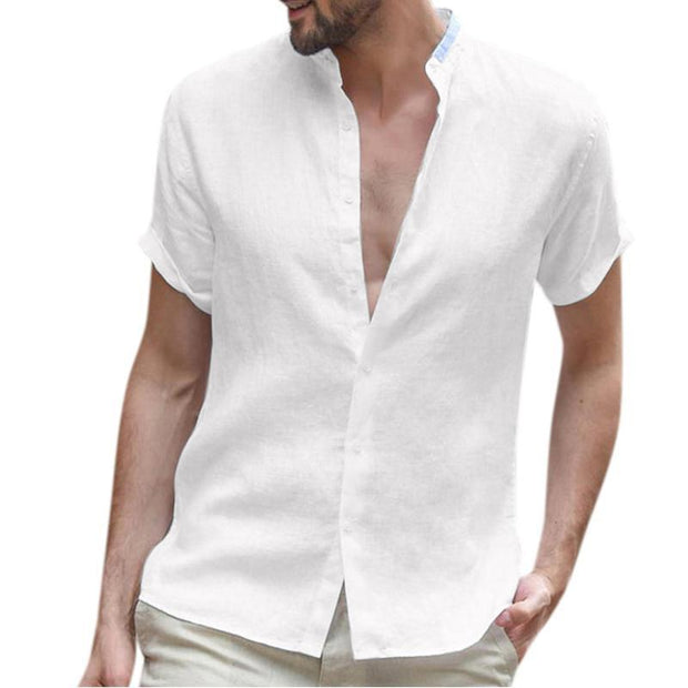 Men's Fashion Shirt Solid Color Short-sleeved Polo Shirt