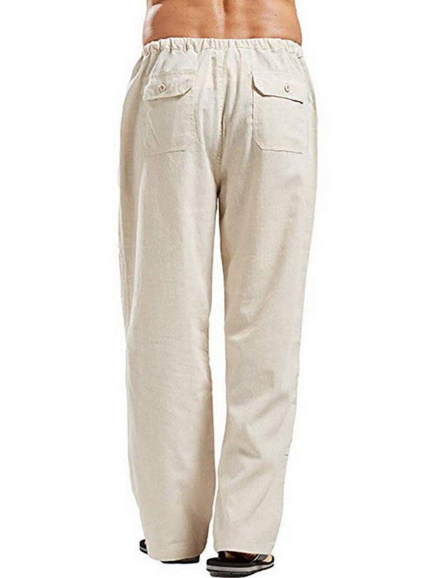 Men's Linen Plus Size Casual Pocket Pants