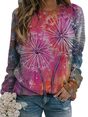 Fashionable Round Neck Long Sleeve Tie-dye Printed Sweatshirts