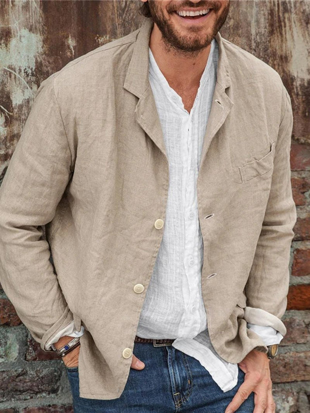 Men's casual loose cotton blazer