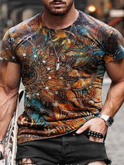 Mens Fashion Retro Casual Printed T-Shirt