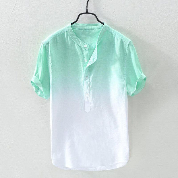 Men's Fashion Stand Collar Gradient Color Breathable Shirt