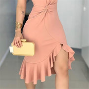 Blaseme Pink one-shoulder knotted dress