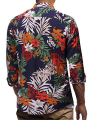 Fashion Mens Casual Long-Sleeved Floral Shirt