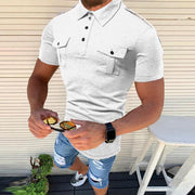 Men's Lapel Plain Short Sleeve Casual T-shirt