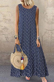 Sexy Polka Dot Sleeveless Long Dress